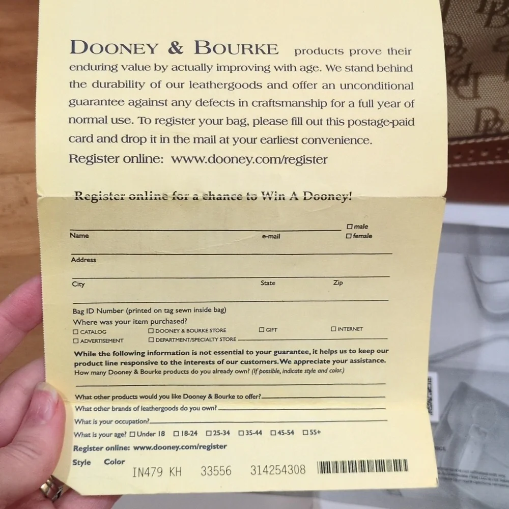 Dooney & Bourke  GUC Canvas Monogram Brown Tote Purse COA & Registration Card - Picture 14 of 15